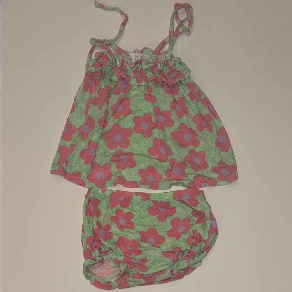 Floral Kids Accessory Set  Green And Red